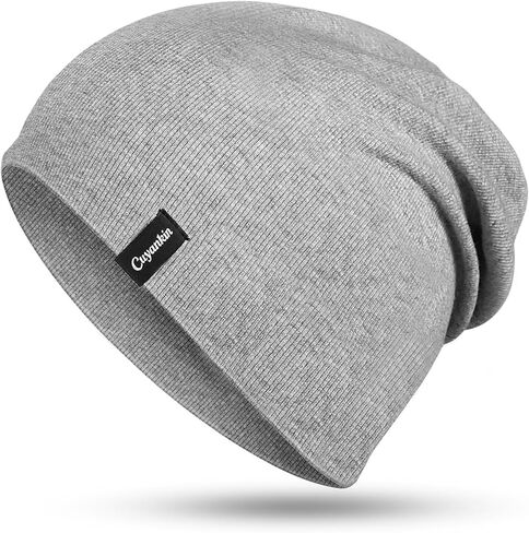 Slouchy Beanie for Men Women Soft Cotton Chemo Headwear Lightweight Running Beanie Hats for Daily and Sport in Saudi Arabia