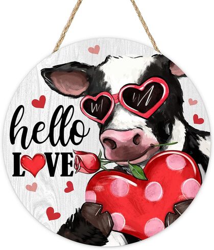 Valentines Day Front Door Sign, Colorful Love Hearts Kids Wood Hanger Outdoor Outside Porch Home Decor, Anniversary School Classroom Wooden Wreath Indoor Wall Hanging Decoration in Kuwait