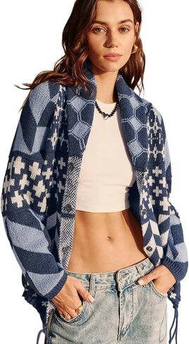 Women's Cardigan Sweater Lightweight Loose Button Knit Cardigan Long Sleeved Fashionable Clothing in Saudi Arabia