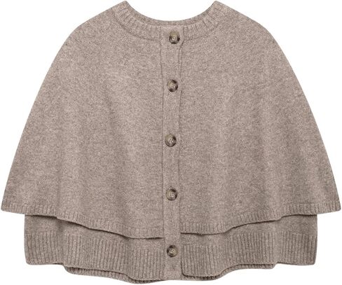 Women's Poncho Sweater Button Down Long Sleeve Cape Cardigan Shawl Poncho Knit Outerwear Trendy in Saudi Arabia