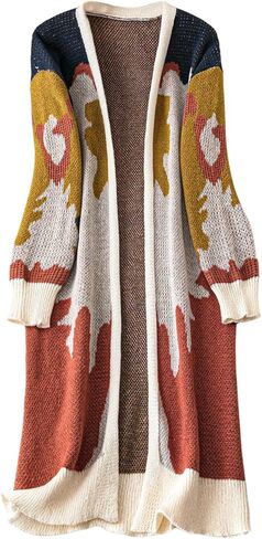 Milumia Women's Floral Knit Long Cardigan Sweaters Open Front Sweater Jackets Fall Outerwear in Saudi Arabia