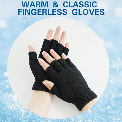 SHEVERCH Winter Half Finger Knit Gloves for Men Women Warm Fingerless for Cold Weather in Saudi Arabia