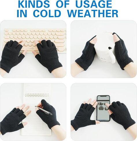 SHEVERCH Winter Half Finger Knit Gloves for Men Women Warm Fingerless for Cold Weather in Saudi Arabia