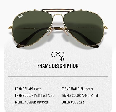 Ray-Ban RB3029 OUTDOORSMAN HAVANA COLLECTION نظارات شمسية على شكل طيار للرجال والنساء مع مجموعة نظارات RAYBAN الرسمية in Saudi Arabia