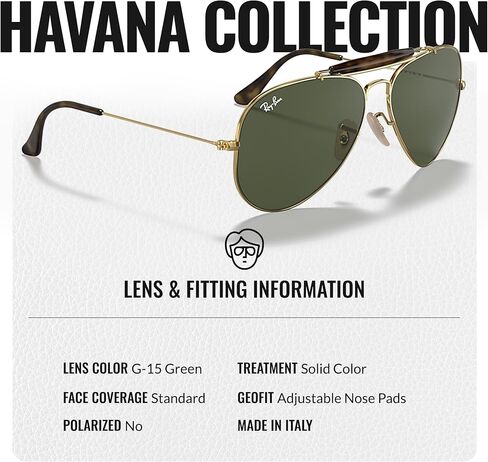 Ray-Ban RB3029 OUTDOORSMAN HAVANA COLLECTION نظارات شمسية على شكل طيار للرجال والنساء مع مجموعة نظارات RAYBAN الرسمية in Saudi Arabia