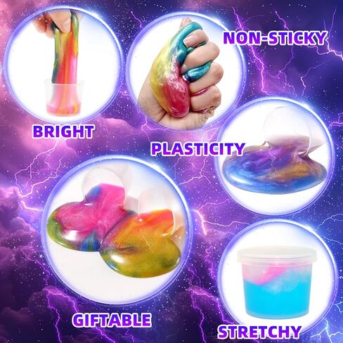 48 حزم Slime Galaxy ، غير لينة ، ناعمة ، تخفيف التوتر ، حشوات سلة عيد الفصح للأطفال ، الفتيات ، الأولاد ، البالغين in Saudi Arabia