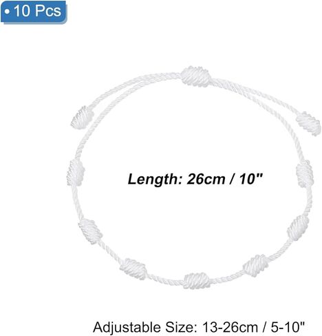 PATIKIL 10 Pcs Adjustable Cord Bracelet String, 7 Knot Good Luck Cord Handmade Braided String Protection for Women DIY DIY Wrist Jewelry Making, 13-26cm Long in Kuwait