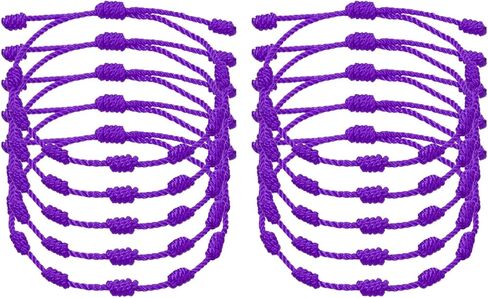 PATIKIL 10 Pcs Adjustable Cord Bracelet String, 7 Knot Good Luck Cord Handmade Braided String Protection for Women DIY DIY Wrist Jewelry Making, 13-26cm Long in Kuwait