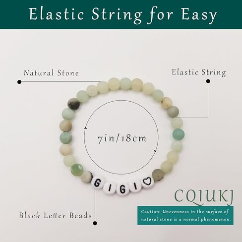GIGI NANA MIMI Bracelet Gifts for Grandma Birthday, Natural Stone Bracelet Gifts for Mom Daughter Aunt Sister Women, 7inch in Saudi Arabia