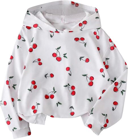 SOLY HUX Girl's Graphic Hoodie Sweatshirt Cute Cherry Print Long Sleeve Hooded Casual Pullover Tops in Saudi Arabia