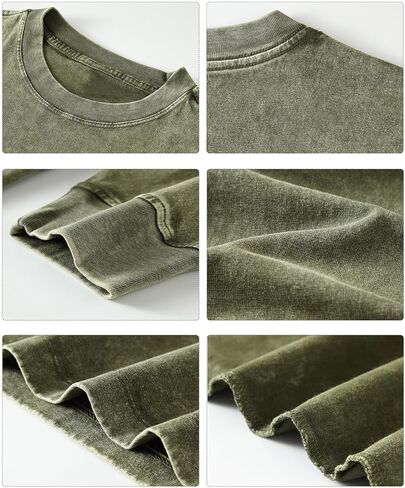 Men's Oversized Vintage Long Sleeve T-Shirts Acid Wash Soft Comfort Fit Crewneck Sweatshirt in Saudi Arabia