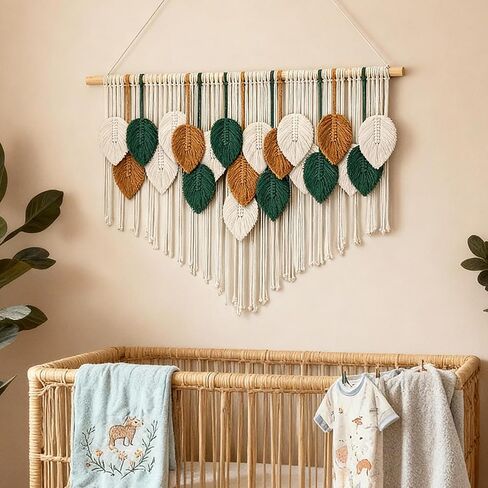 Tempospark Large Macrame Tapestry Wall Hanging, Boho Leave Tassels Tapestries Wall Decor for Living Room, Bedroom, Dining Room, Nursery, Hallway, Balcony in Saudi Arabia