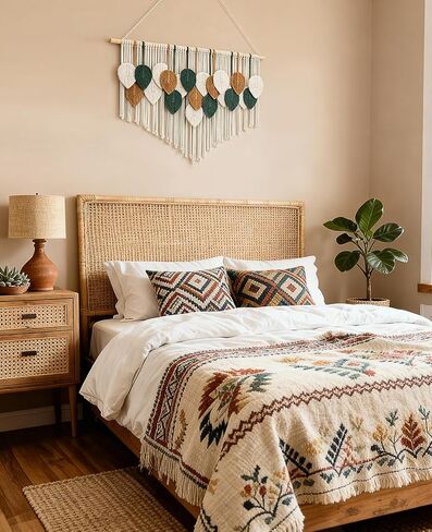 Tempospark Large Macrame Tapestry Wall Hanging, Boho Leave Tassels Tapestries Wall Decor for Living Room, Bedroom, Dining Room, Nursery, Hallway, Balcony in Saudi Arabia