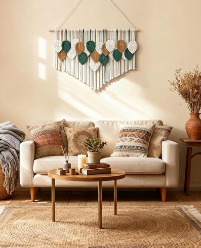 Tempospark Large Macrame Tapestry Wall Hanging, Boho Leave Tassels Tapestries Wall Decor for Living Room, Bedroom, Dining Room, Nursery, Hallway, Balcony in Saudi Arabia