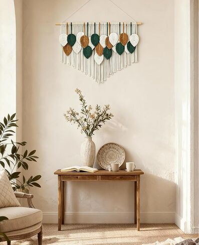 Tempospark Large Macrame Tapestry Wall Hanging, Boho Leave Tassels Tapestries Wall Decor for Living Room, Bedroom, Dining Room, Nursery, Hallway, Balcony in Saudi Arabia