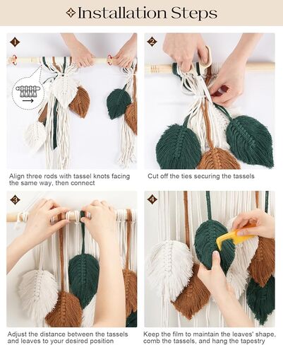 Tempospark Large Macrame Tapestry Wall Hanging, Boho Leave Tassels Tapestries Wall Decor for Living Room, Bedroom, Dining Room, Nursery, Hallway, Balcony in Saudi Arabia