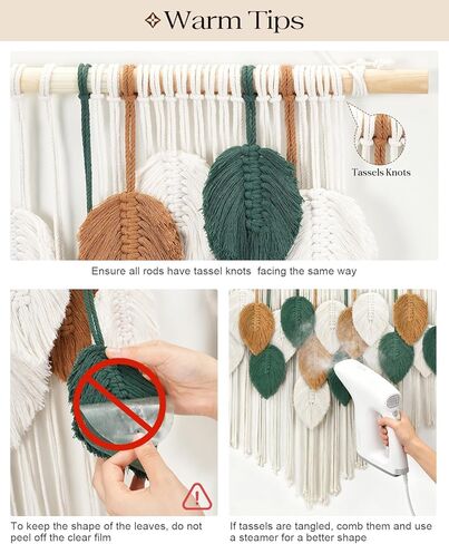 Tempospark Large Macrame Tapestry Wall Hanging, Boho Leave Tassels Tapestries Wall Decor for Living Room, Bedroom, Dining Room, Nursery, Hallway, Balcony in Saudi Arabia