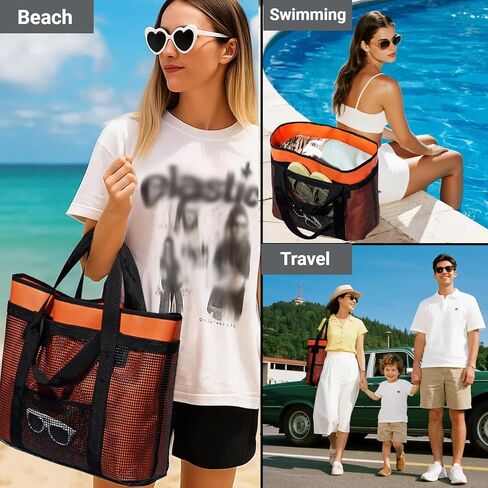 2 in 1 Large Beach Bag Tote Waterproof Sandproof with Mesh Pocket for Women Men Beach Swim Pool Separable 35L&28L in Saudi Arabia