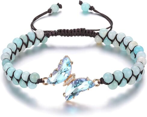 كريستال تيرز سوار فراشة كريستال للنساء، قابل للتعديل للنساء شفاء الأحجار الكريمة مطرز أساور حجر الطبقات كريستال سوار مجوهرات هدايا للنساء أمي عيد الميلاد in Kuwait