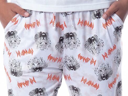 Def Leppard Womens' Rock Band Logo Leopard Toss Print Tie-Dye Pajama Pants (M) in Saudi Arabia