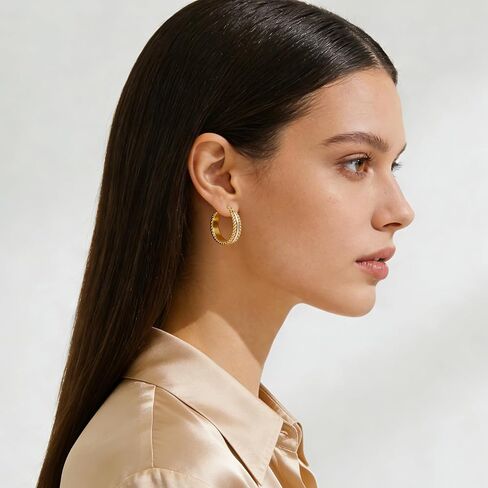 Two Tone Silver and Gold Plated Hoop Earrings for Women Mixed Metal Hypoallergenic Statement Valentines Jewelry Gifts in Saudi Arabia