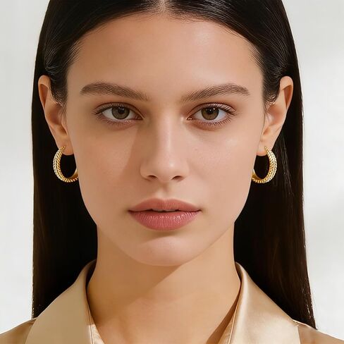 Two Tone Silver and Gold Plated Hoop Earrings for Women Mixed Metal Hypoallergenic Statement Valentines Jewelry Gifts in Saudi Arabia