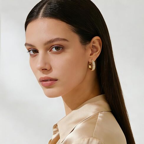 Two Tone Silver and Gold Plated Hoop Earrings for Women Mixed Metal Hypoallergenic Statement Valentines Jewelry Gifts in Saudi Arabia