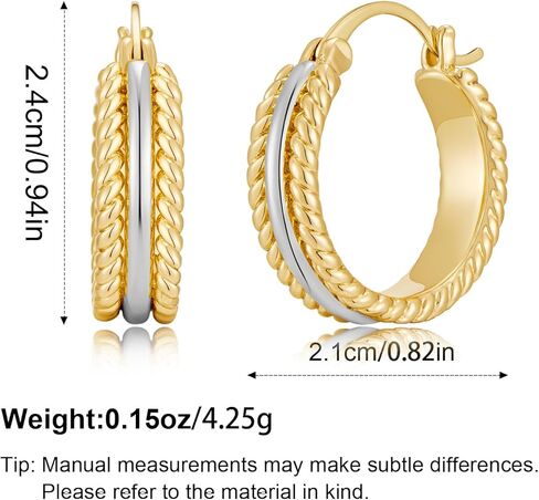 Two Tone Silver and Gold Plated Hoop Earrings for Women Mixed Metal Hypoallergenic Statement Valentines Jewelry Gifts in Saudi Arabia