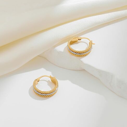 Two Tone Silver and Gold Plated Hoop Earrings for Women Mixed Metal Hypoallergenic Statement Valentines Jewelry Gifts in Saudi Arabia