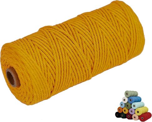 Macrame Cord, 4mm x 109Yards, Cotton, For Wall Hanging & Boho Decorations, Plant Hangers, Crafts, Knitting, Beige White in Saudi Arabia