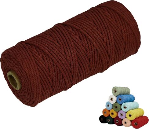 Macrame Cord, 4mm x 109Yards, Cotton, For Wall Hanging & Boho Decorations, Plant Hangers, Crafts, Knitting, Beige White in Saudi Arabia
