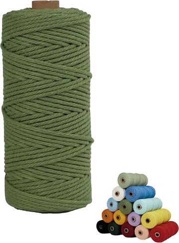 Macrame Cord, 4mm x 109Yards, Cotton, For Wall Hanging & Boho Decorations, Plant Hangers, Crafts, Knitting, Beige White in Saudi Arabia