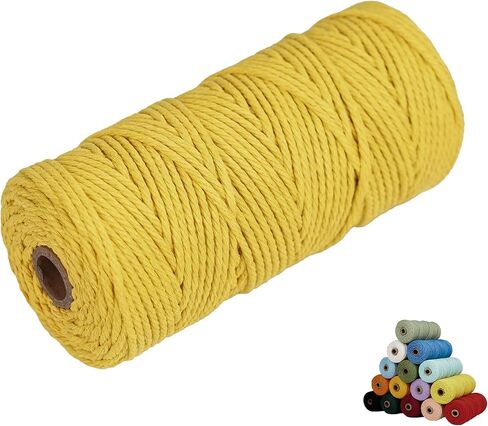 Macrame Cord, 4mm x 109Yards, Cotton, For Wall Hanging & Boho Decorations, Plant Hangers, Crafts, Knitting, Beige White in Saudi Arabia