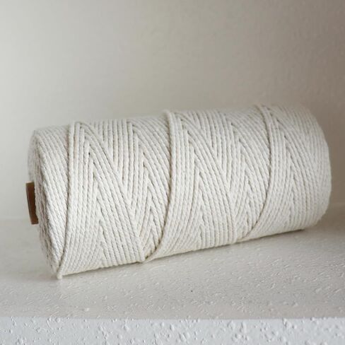 Macrame Cord, 4mm x 109Yards, Cotton, For Wall Hanging & Boho Decorations, Plant Hangers, Crafts, Knitting, Beige White in Saudi Arabia