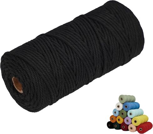 Macrame Cord, 4mm x 109Yards, Cotton, For Wall Hanging & Boho Decorations, Plant Hangers, Crafts, Knitting, Beige White in Saudi Arabia