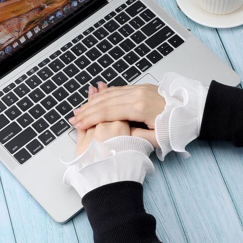 White Cuffs for Wrists Women, Victorian White Chiffon Sleeve Cuffs Womens Versatile Cuff for Women Wrist Detachable French Shirt Wrist Cuff in Saudi Arabia