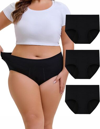 INNERSY Women's Period Underwear Plus Size Heavy Flow High Waisted Cotton Leak Proof Menstrual Panties 3-Pack in Saudi Arabia
