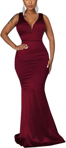 FairyLove Womens Sexy Bridesmaid Formal Evening Gown Dresses Wedding Guest Dress Burgundy in Kuwait