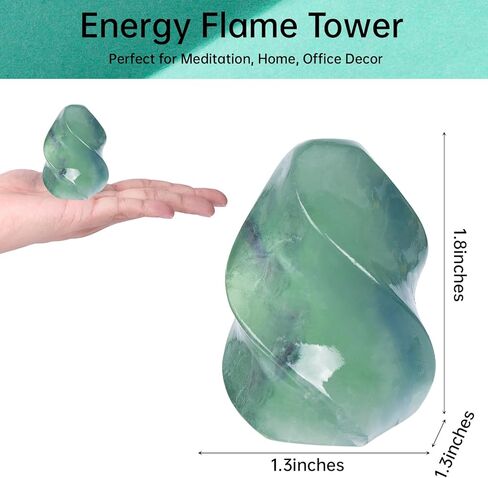 Natural Fluorite Flame Tower,Reiki Healing Energy Meditation Crystal Stone Decor,Home Office Witchcraft Altar Space Cleansing in Saudi Arabia