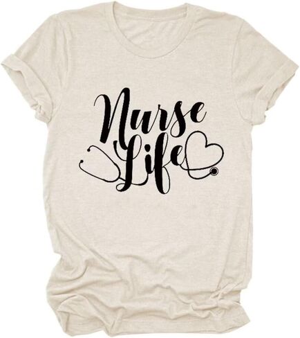 Nurse Life Shirts Summer Nurse T-Shirts for Women Graphic Tees Nurse Gift T Shirt Short Sleeve Nursing School Tops in Saudi Arabia