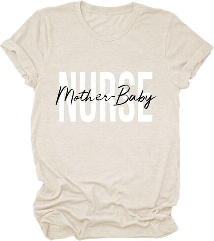 Women Mother Baby Nnurs Shirts Nurse Letter Graphic Tees Postpartum Nursing T-Shirt Graduation Shirt Gifts in Saudi Arabia