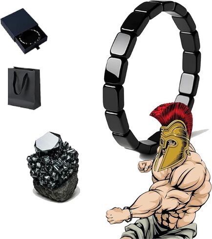 سوار Hemys Hematite للرجال، سوار Hemys الجديد للرجال - طريقة طبيعية لاستعادة حافة الرجولة، الهيماتيت الأسطوري للرجال - مستوحى من الجنرالات الرومان ومحاربي الفايكنج (4 مقاسات: S، M، L، XL) )معصم 16.5-20.3 سم in Saudi Arabia