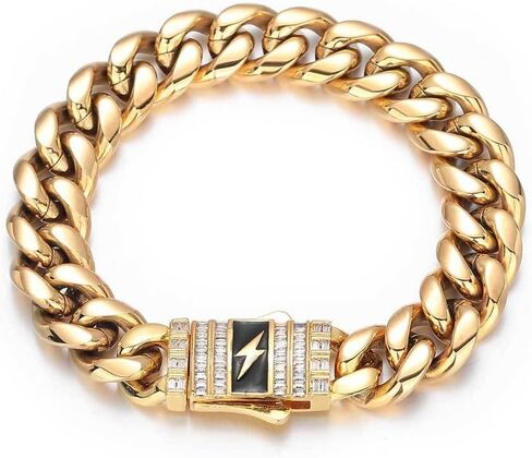18K Gold Bracelet Cuban Chain Cold 18K Gold Hip Hop Miami Solid Cuban Chain Bracelet Men's Mosan Diamond Buckle Men's Gift in Saudi Arabia