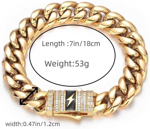 18K Gold Bracelet Cuban Chain Cold 18K Gold Hip Hop Miami Solid Cuban Chain Bracelet Men's Mosan Diamond Buckle Men's Gift in Saudi Arabia