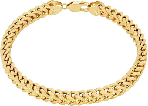 Nuragold 14k Real Yellow Gold Franco Square 5mm Box Chain Wheat Chain Bracelet (7"-9") Italian Jewelry for Men in Saudi Arabia