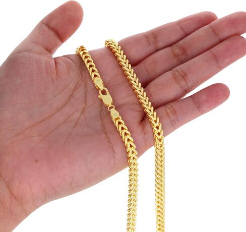 Nuragold 14k Real Yellow Gold Franco Square 5mm Box Chain Wheat Chain Bracelet (7"-9") Italian Jewelry for Men in Saudi Arabia