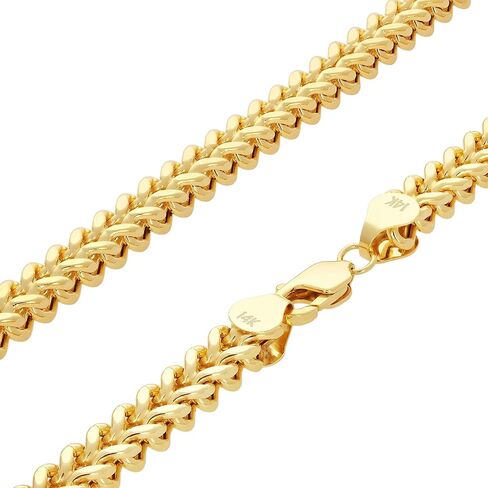 Nuragold 14k Real Yellow Gold Franco Square 5mm Box Chain Wheat Chain Bracelet (7"-9") Italian Jewelry for Men in Saudi Arabia