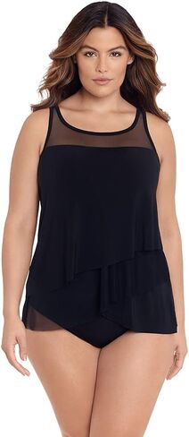 ملابس سباحة نسائية Miraclesuit مقاس كبير من Illusionist Mirage Underwire حمالة صدر برقبة عالية تانكيني بدلة استحمام علوية in Saudi Arabia