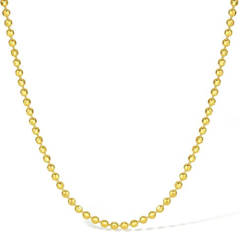 24K Solid Gold Necklace for Women, Real Pure Gold Jewelry Dainty Bead Link Chain Necklace for Men Girlfriend in Saudi Arabia