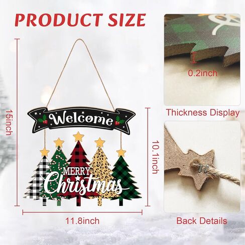 Merry Christmas Wreath Hanging Sign For Front Door, Wooden Welcome Sign With Christmas Tree For Festive Office Rustic Farmhouse Wall Window Decoration (Tree) in Saudi Arabia